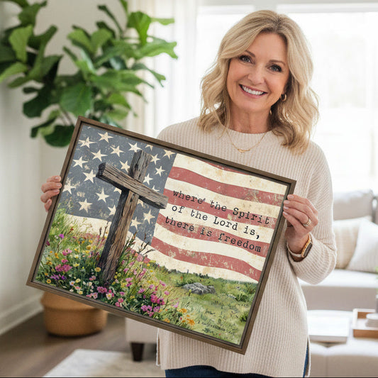 Christian Patriotic Wood Framed Canvas