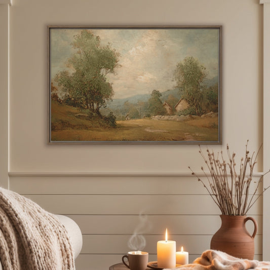 Whispers Along the Country Road Landscape Wood-Framed Canvas Art