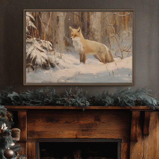 Winter Fox Framed Canvas Art