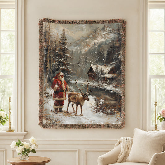 Woodland Santa Woven Blanket